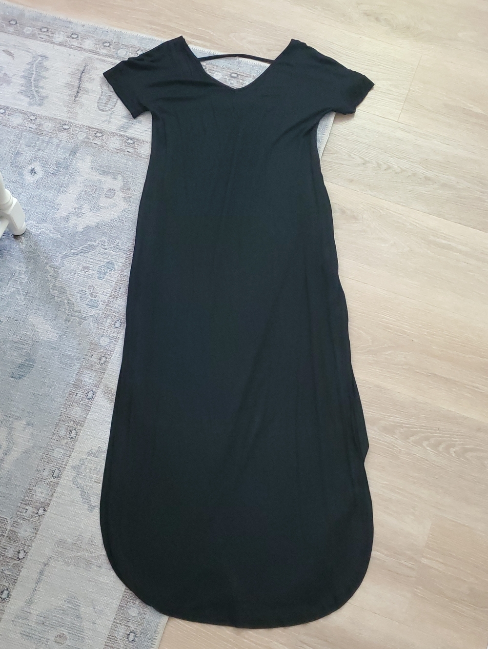 Boutique Black Long Open V Back Pocket Dress Cover-up SzS - Picture 2 of 11